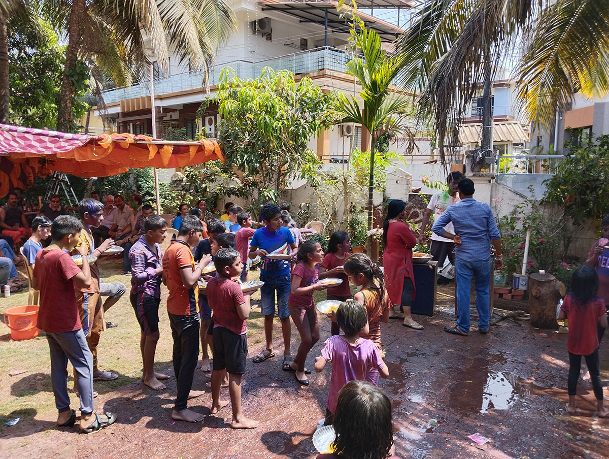 Holi celebrations in progress.